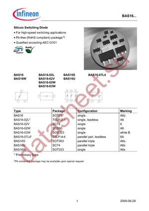 BAS 16W E6433 datasheet  